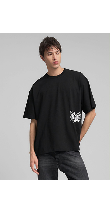 オーバーフィット REPLAY X MARTIN GARRIX ロゴ&グラフィックTシャツ 詳細画像 ブラック 1